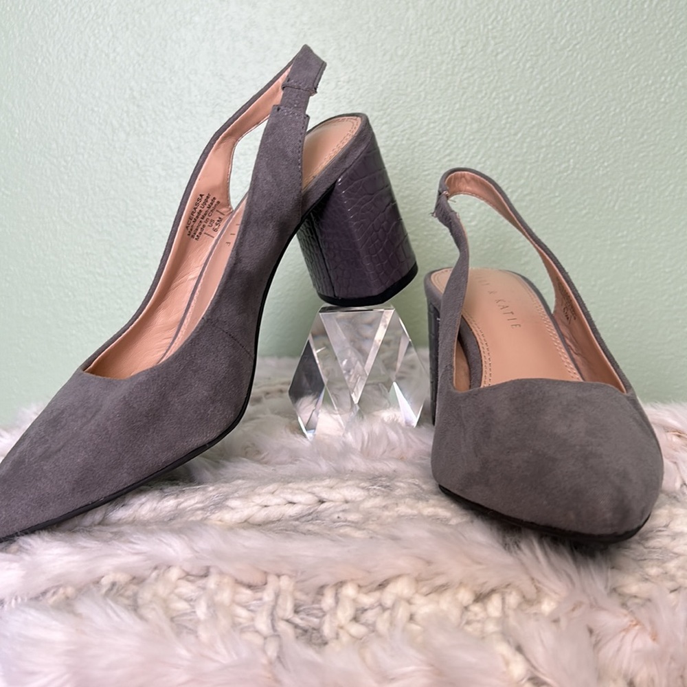 Kelly & Katie Gray Slingback Block Heels
